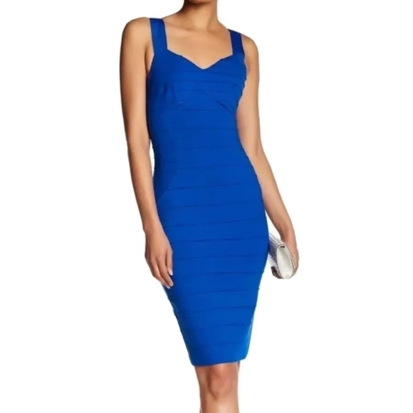 Ted Baker Charlii Mid Blue Stretch Bodycon Jersey Sheath Dress TB 3 US 8 - Picture 1 of 12